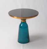  Round table top of painted b Mid Century lack glass + Aluminium alloy top frame with gold color + Handmade-shopsabrinabitton.com