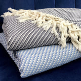Blue Turkish Weave Throw Blanket