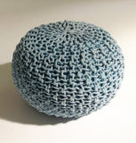 Handmade Round Knitted Pouf | Aquamarine | 50x35cm